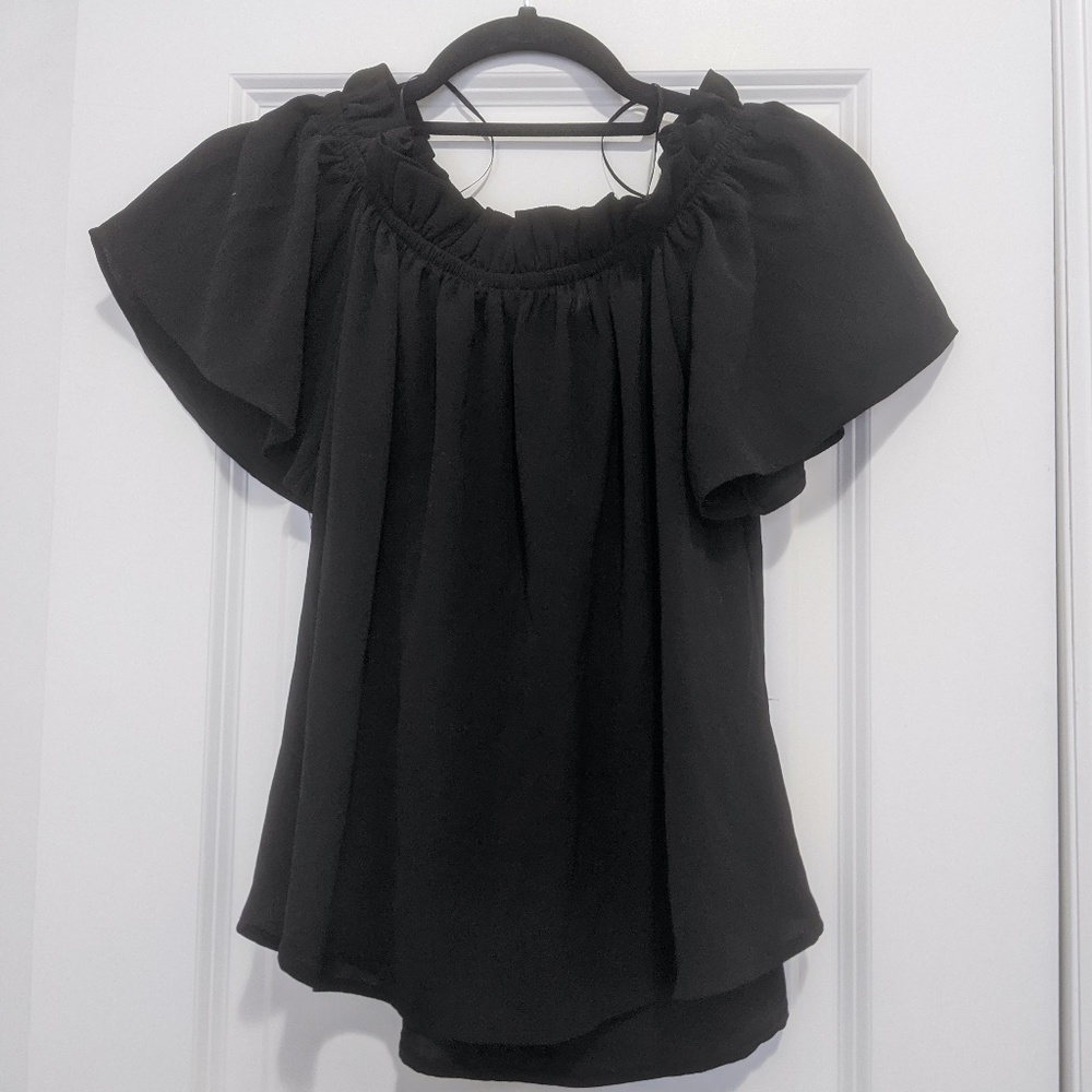Off-the-shoulder black top